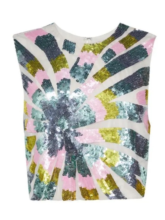 Nasty Gal Tops - Nasty Gal Pink Green Blue Sequin Swirl Crop Top tie dye 6